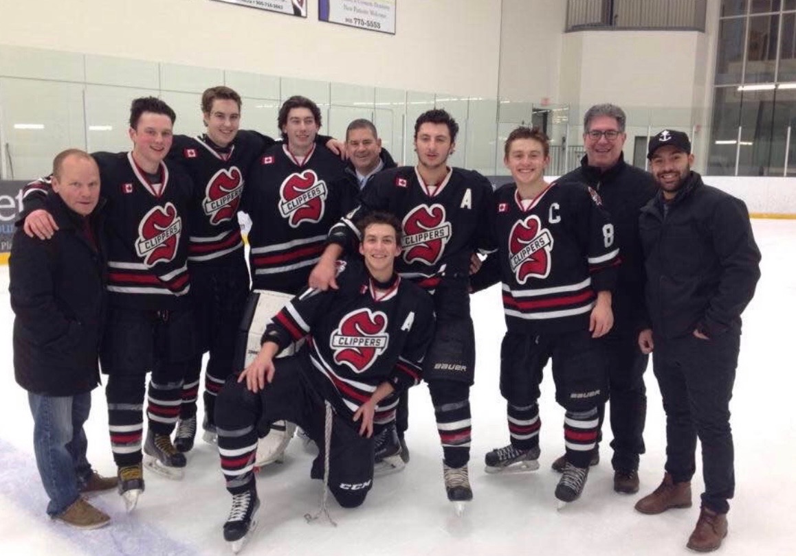 Greg with the Stouffville Clippers team on the ice